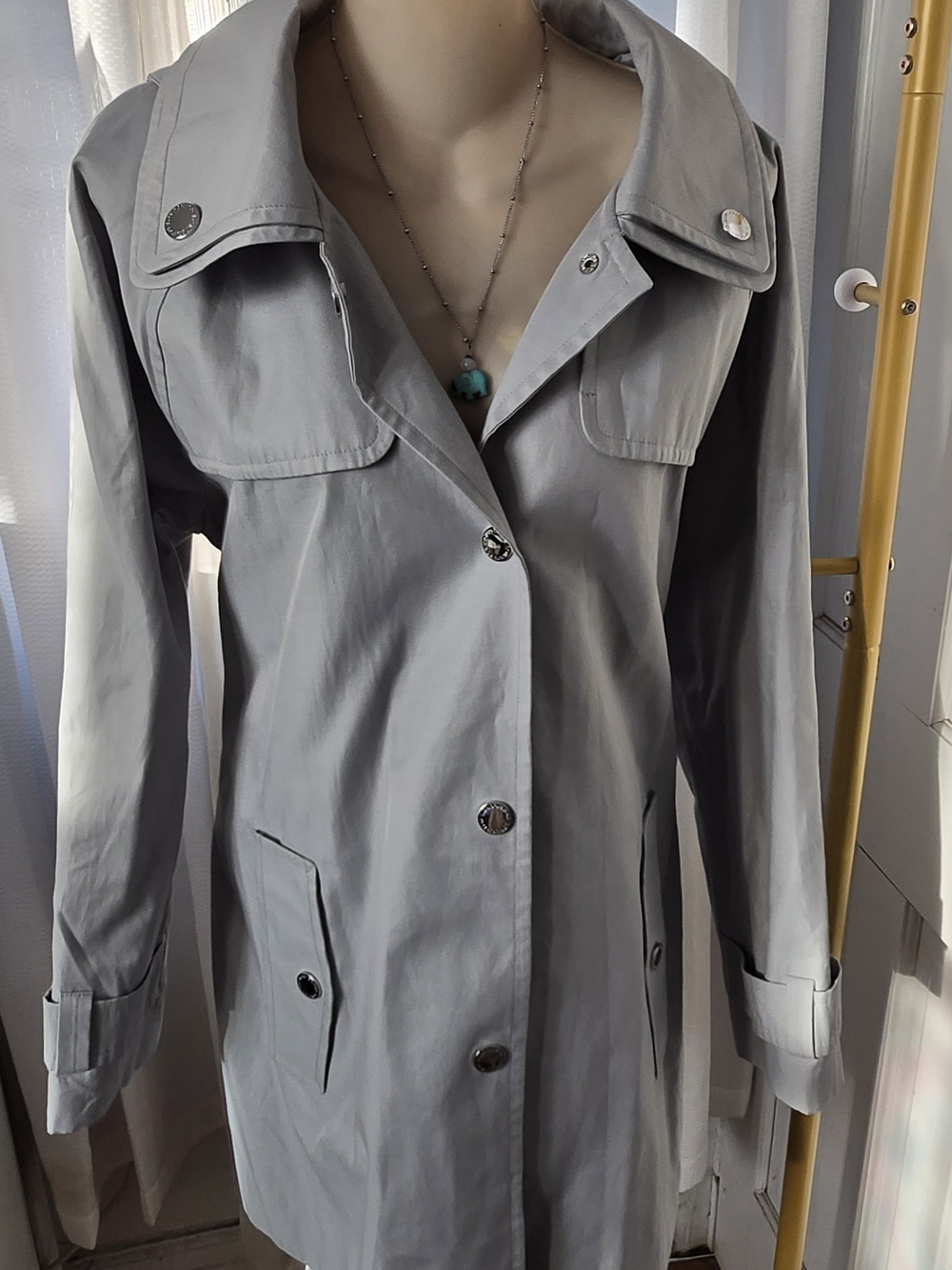 London Fog Light Gray Womens Trench Coat